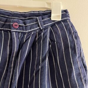 Vintage Pleated Navy Striped Women’s Trousers